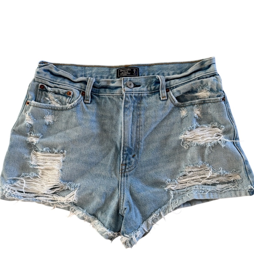 Abercrombie Distressed Light Blue Denim Shorts